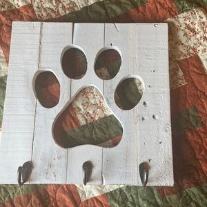 Paw print wall hanging with hooks
